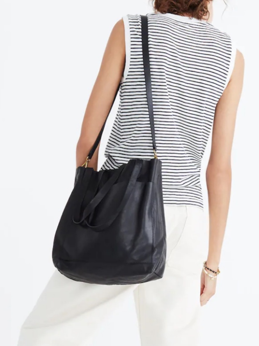 Madewell The Medium Transport Tote in Black Leather